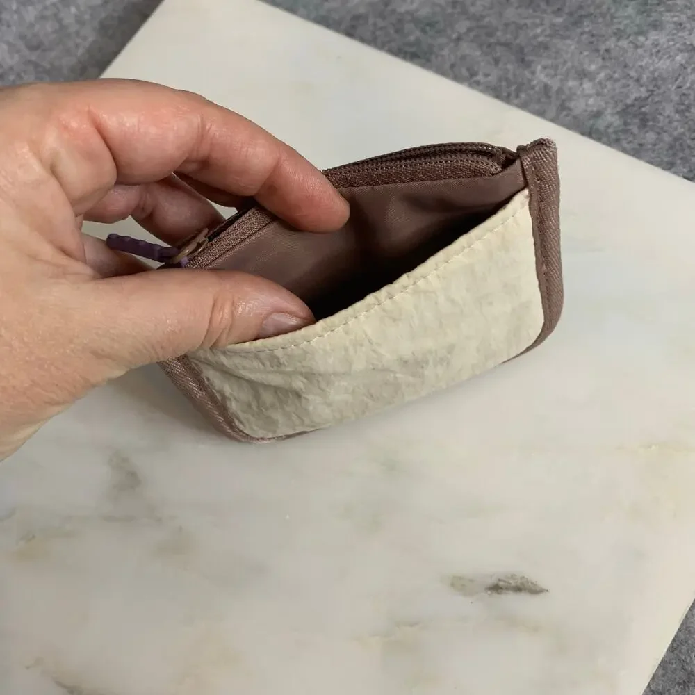 Lululemon True Identity Card Case, Tan and Lavender, Zip Wallet, Water Repellent